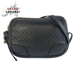 GUCCI Guccissima Interlocking Black Leather Shoulder Bag